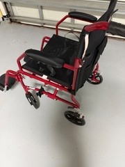 Medline MDS808200F3R 19in. Ultralight Transport Wheelchair – Red