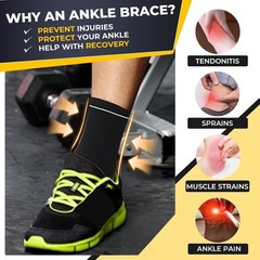 Adjustable Ankle Support Brace Black, Size L, 1 Unit