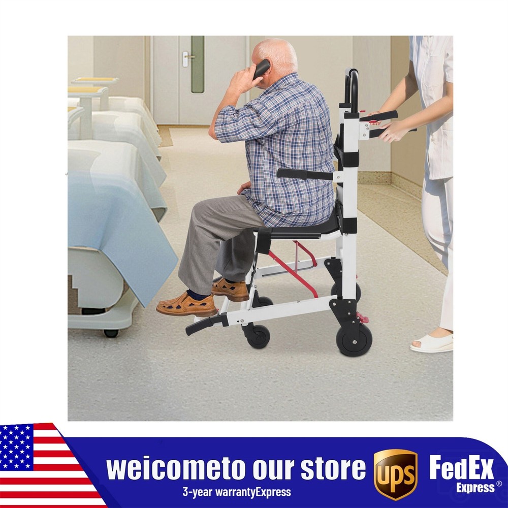 EMS Mobility Transport Chair w/6″ Wheels – No Assembly, 400lbs Aircraft Aluminum