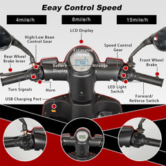 350W 3 Wheels Foldable Mobility Scooter Ice Cooler Box Camping Fishing