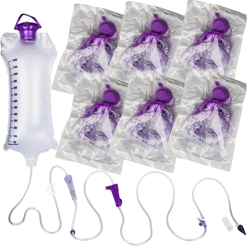 VWJ 6 Packs E-nteral Delivery Gravity Bag, 1200ML Feeding Bag, Pump Bags, Dis…