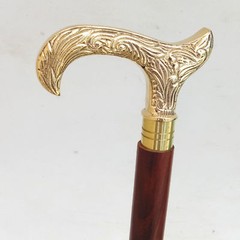 Vintage Derby Brass Handle Cane Wood Walking Stick Cane 37″ Solid Handmade Gift