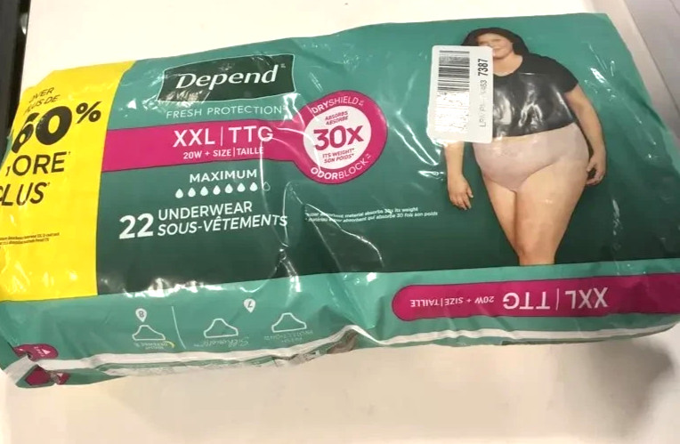 Depend Incontinence Underwear Women XX Large 22 Count Blush