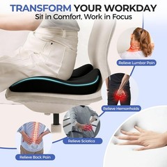 Gel Memory Foam Wheelchair Cushion, Pressure & Tailbone Pain Relief Seat Pad
