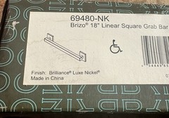 Brizo 69480-NK Modern 18″ Grab Bar Square Nickel luxe New