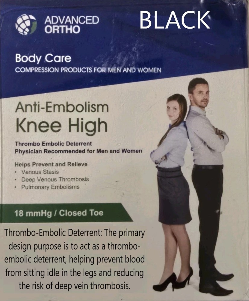 Advanced Ortho Anti-Embolism Knee High, CT, 18mmHg (Size: 2XL) Black