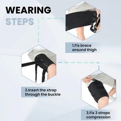 Hamstring Compression Sleeve with 3 Adjustable Straps,Thigh Small, Black