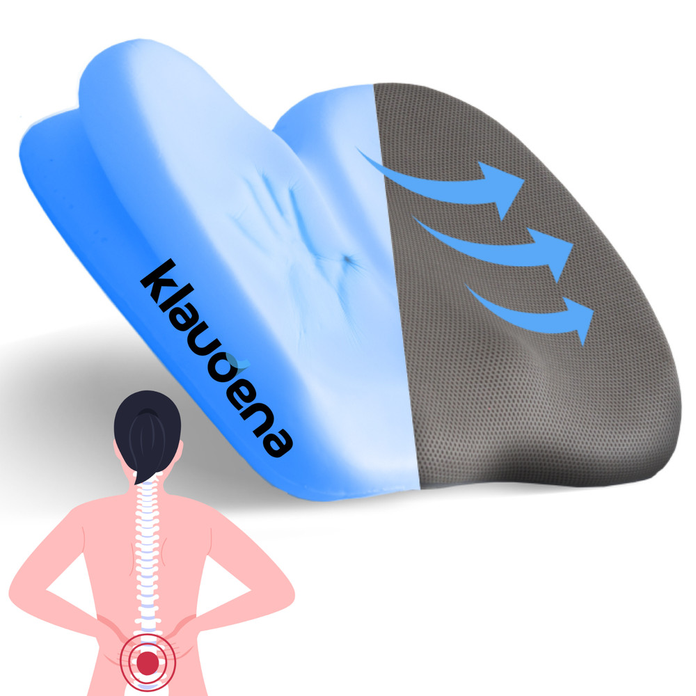 Klaudena Memory Foam Chair Cushion for Back Support, Sciatica Pain Relief