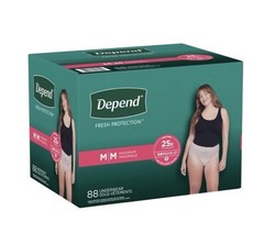 Depend Fresh Protection Adult Incontinence Underwear for Women 88 Count Medium