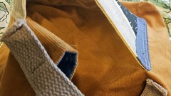 Handmade Corduroy Walker Bag w Patchwork Back and Front Pocket