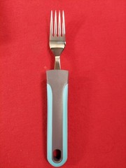BunMo Adaptive 4pc Dinner Set Medium Weight Stainless Steel Blue Gray