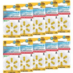 60 Count Size 10 Hearing Aid Batteries – Long-Lasting, Easy Change Yellow Tabs