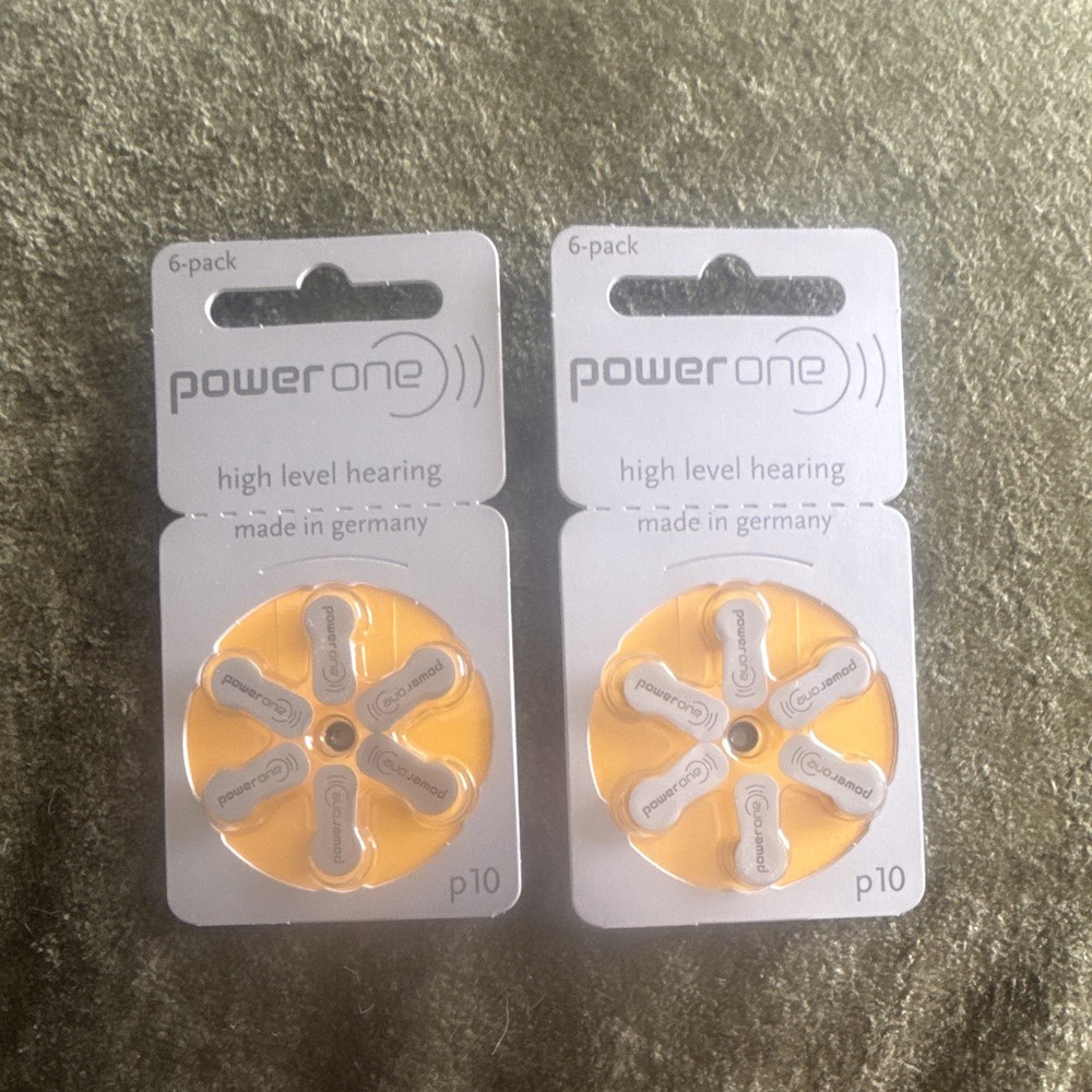 Power One Size 10 (Yellow) Zinc-Air Hearing Aid Batteries PR70 p10 6-Pack