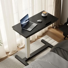 Solid Wood Overbed Bedside Table with Wheels, Adjustable Medical Tilt Top Hospit