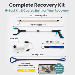 Hip Replacement Recovery Kit Post Surgery with Sock Aid Shoe Horn Leg Lifter