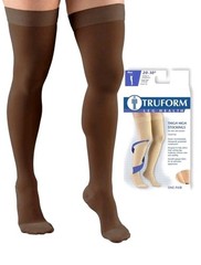 Truform 20-30 mmHg Thigh-High Dot-Top Compression Stockings (Brown,XL)
