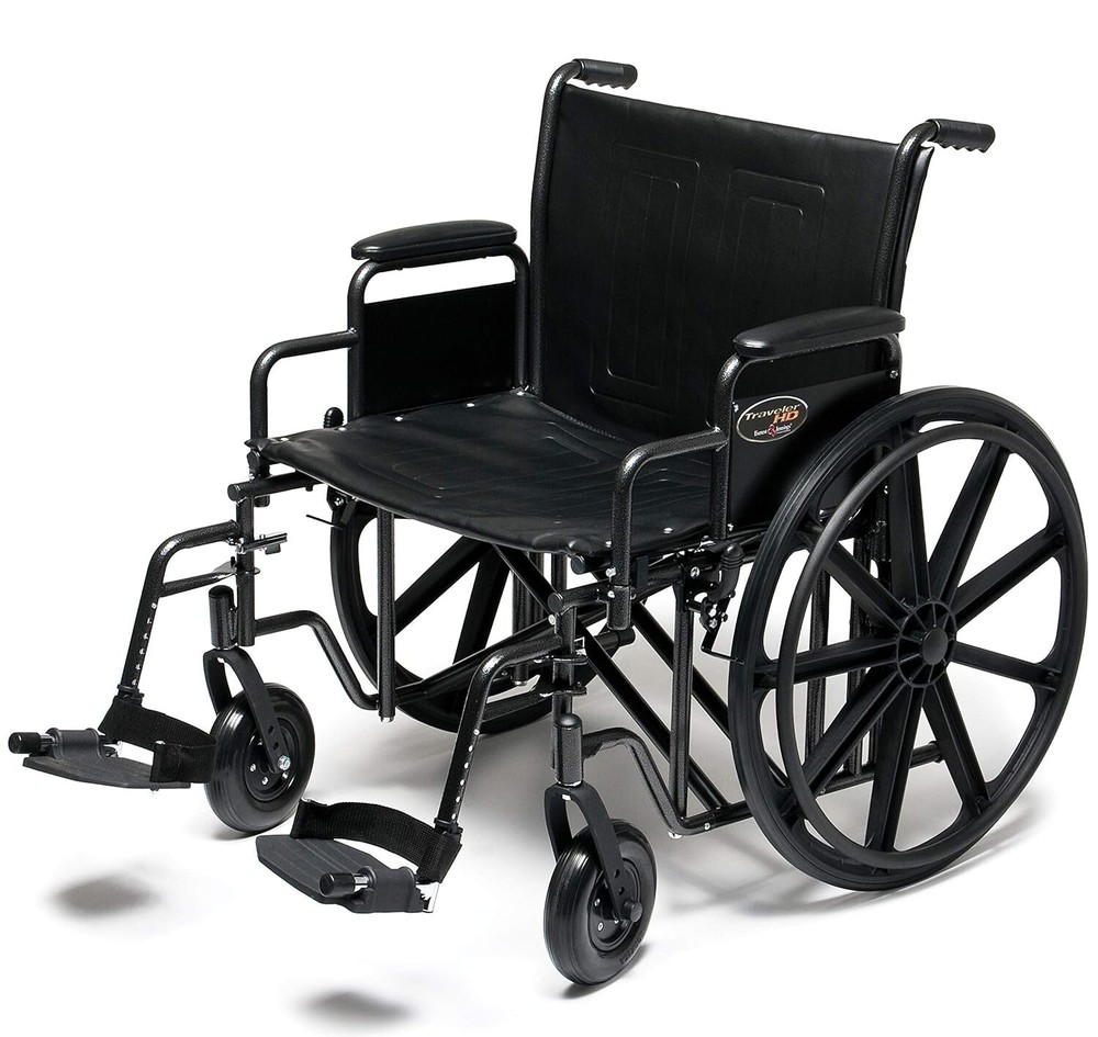 Everest & Jennings Traveler HD Bariatric Wheelchair, 22″ Wide Seat, Holds 500 lb