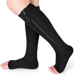1/2/3 Pairs Compression Socks Open Toe 20-30mmHg With Zipper Leg Safe Protection