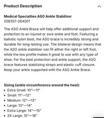 Med Spec ASO Ankle Stabilizer – Black, Size XXLG
