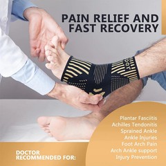 Copper Ankle Support Brace Compression Sleeve Elastic Foot Pain Relief