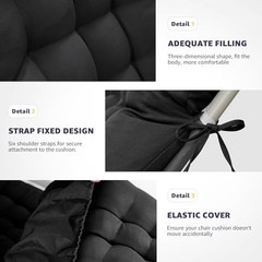 Patio Lounge Chair Cushion, Waterproof Zero Gravity Cushions 1P, Black
