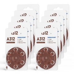60 Count Size 312 1.45V Hearing Aid Batteries A312 PR41 Zinc air Mercury free