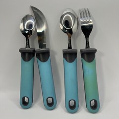 Bunmo Adaptive Silverware 4 Pc For Elderly Arthritis Medium Weight 3.35 oz