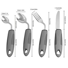 4-Piece Adaptive Utensils Set, 42 Angle Arthritis Aid Silverware for Parkinsons