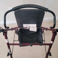 Medline 4 Wheels Rollator Folding type, Padded Seat, Pouch & Padded Back Rest.