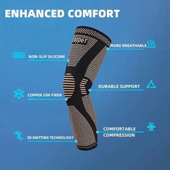 1PC Copper Compression Knee Sleeve Full Leg Support Breathable Knit Brace