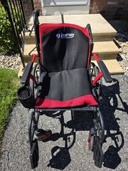 Journey Manual Wheelchair Red/Black, Padded Armrests, Footrests, 4 Wheels