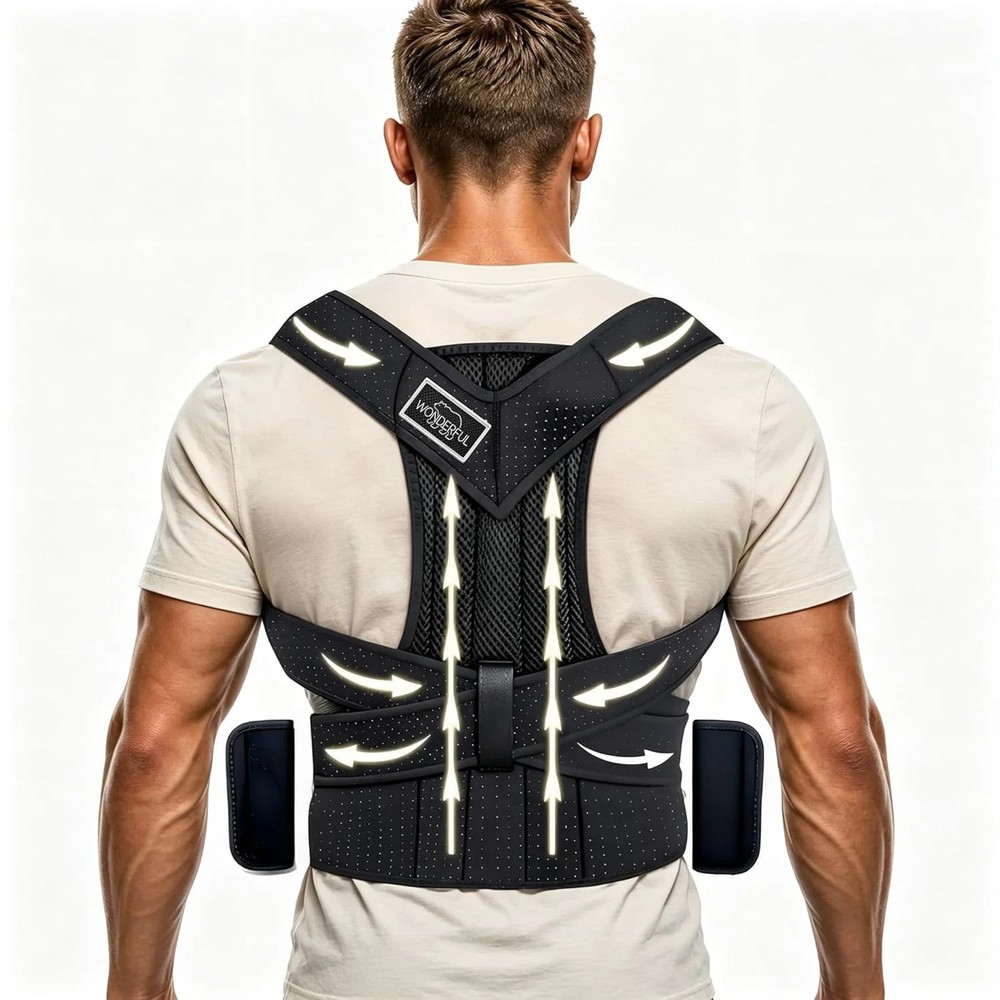 LifeLove Adjustable Posture Support Brace for Upper Back & Shoulders, Fits Heigh