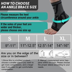 INDEEMAX Copper Ankle Brace Large, Copper-Silver Black 2 Pack