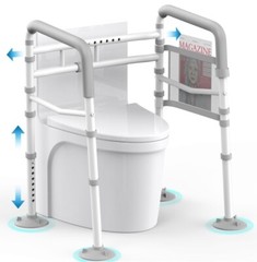 Agrish Stand Alone Toilet Safety Rails – Adjustable Width & Height Fit Any To…