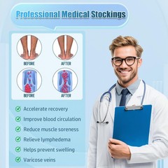 Athbavib 20-30mmHg Compression Stockings for Women and Large, Open Toe-Black