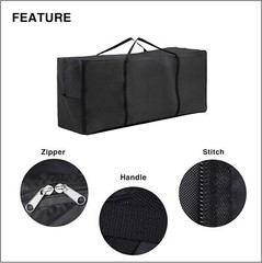 Cushion Storage Bag, Outdoor Patio Heavy Duty Bag with Medium, Black