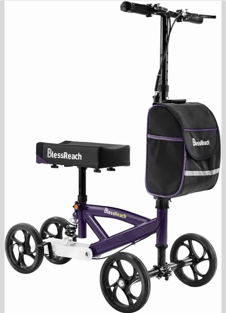 Blessreach Knee Scooter Walker Steerable Foldable 300Lb Brake, Wb-2202