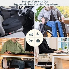 Orthopedic Memory Foam Gel Chair Cushion for Back Pain Relief – Grey 17.8×13.8
