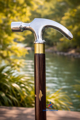 Antique Handle Hercules Hammer Style Brass Walking Stick Chrome Antique Cane