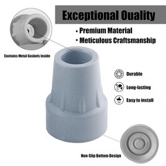 7/8 Inch Grey Rubber Crutch Tips Replacement Medical Drive Cane Accessory