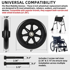 CALPALMY 6 Inch Replacement Wheelchair Front 6 Inches, Tire (Narrow)