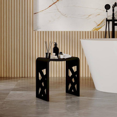 16.5 in W Freestanding Hollow Shower Seat, Solid Surface Stool in Matte Black