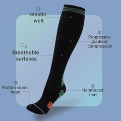 Breathable Hunting Hiking Knee High Compression Socks Medical Athletic 20-30mmhg