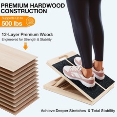Calf Stretching Slant Board Wooden Incline Wedge for Foot Ankle Mobility Balance