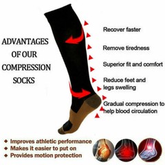 3x Copper Compression Socks 20-30mmHg Graduated Support For Achilles Tendonitis