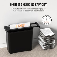 6-Sheet Strip Cut Portable Home Paper Shredder no 11.69*4.29*2.28inch black