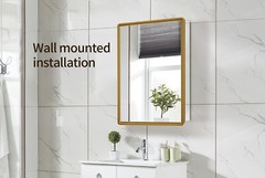 New, Aluminum Bathroom Medicine Cabinet with Farmhouse Gold Framed 16×22 Inches