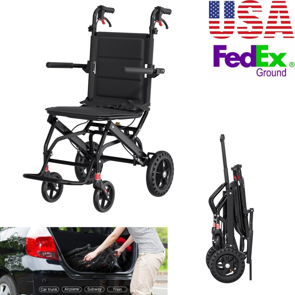 Portable Foldable Lightweight Transportablel Manual Wheelchair All Terrain 19lb