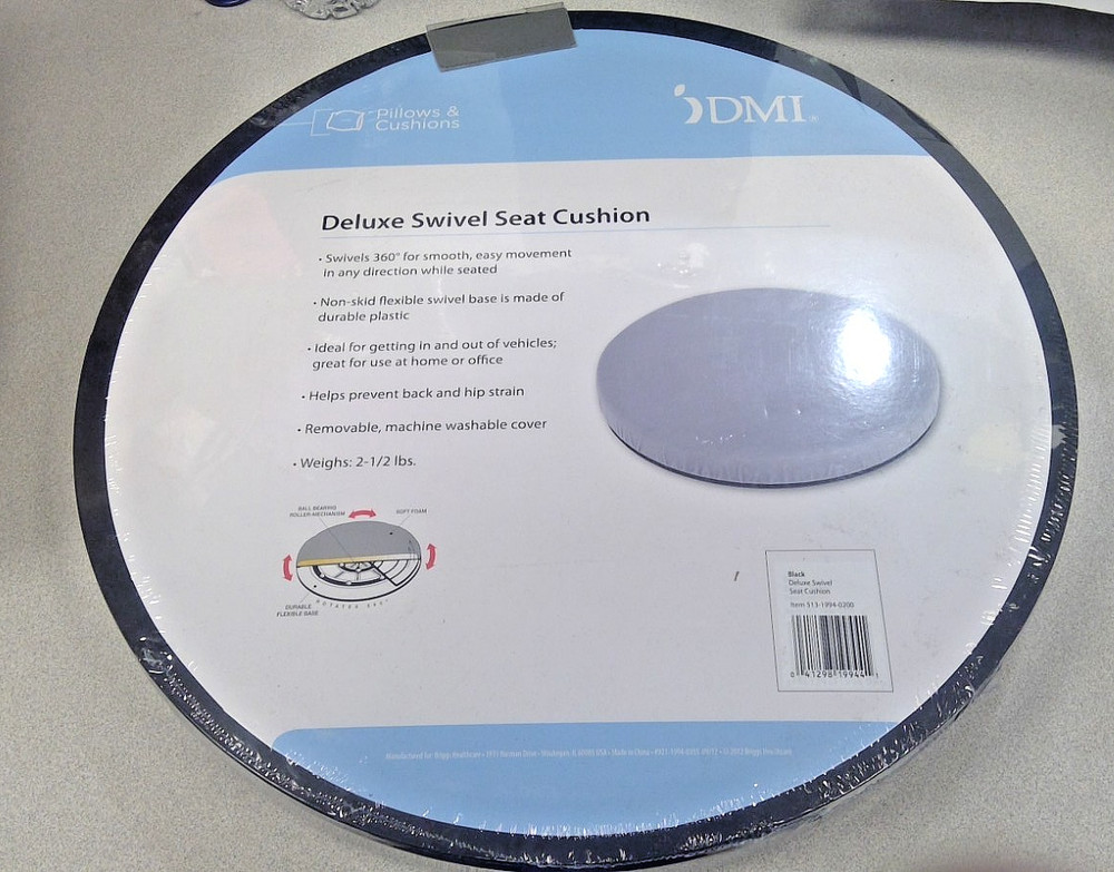 DMI Foam Deluxe 360° Swivel Cushion, 15″ x 1 -3/8″, Black, Up to 300 lbs.