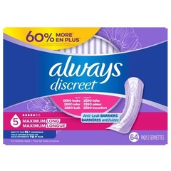Always Discreet Maximum Absorbency Long Incontinence Pads 64 Count, New